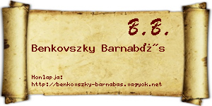 Benkovszky Barnabás névjegykártya